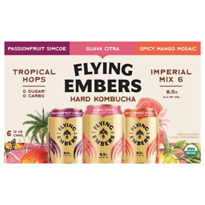 Flying Embers Kombucha Limited Variety Cans - 6-12 Fl. Oz.