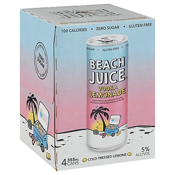 Beach Juice Vodka Lemonade In Cans - 4-355ML