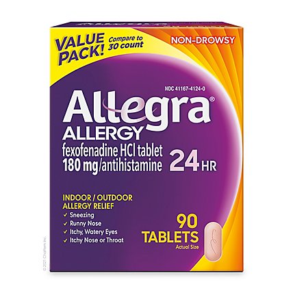 Allegra 24 Hour Tablet - 90 CT - Image 1