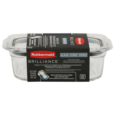 Rubbermaid 3.2 Cup Brilliance Glass Food Storage Containers, Set of 2