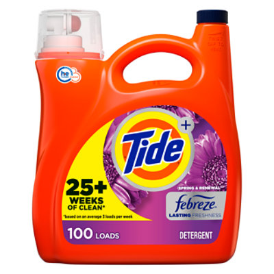 Tide Laundry Detergent Liquid 2x Low Suds Spring & Renewal With Febreze - 154 FZ - Image 1