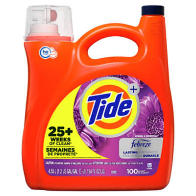 Tide Laundry Detergent Liquid 2x Low Suds Spring & Renewal With Febreze - 154 FZ - Image 2