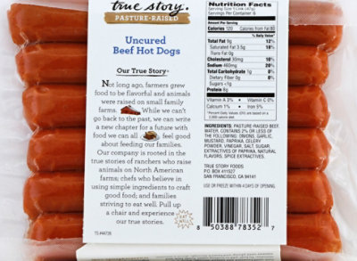 True Story Skinless Hot Dog Abf - 10 OZ - Image 3