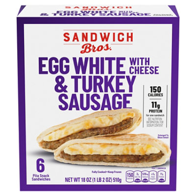 Sandwich Bros. Egg White And Turkey Sausage Flatbread Pocket Breakfast - 18 Oz