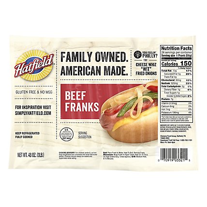 Hatfield Beef Hot Dog Family Size - 3 LB - Image 3