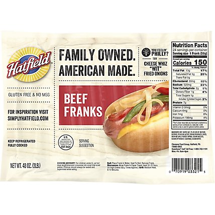 Hatfield Beef Hot Dog Family Size - 3 LB - Image 2