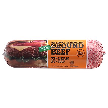 Signature Farms 73% Lean Ground Beef 27% Fat Chub - 48 OZ - Image 1