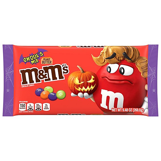 M&M'S Ghouls Mix Peanut Butter Chocolate Halloween Candy - 9.48 Oz