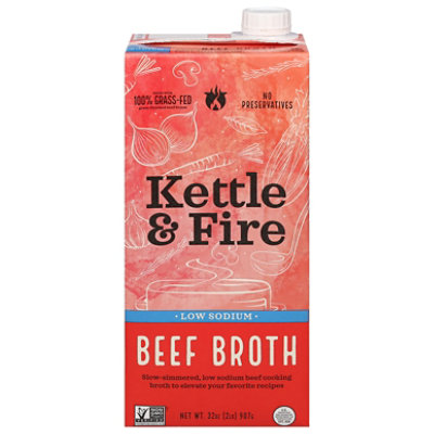 Kettle & Fire Cooking Broth Beef L/sod - 32 OZ