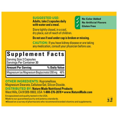 Nature Made Magnesium Glycinate 200mg - 60 CT - Image 3