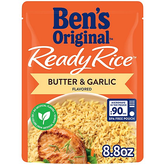 Ben's Original Ready Rice Easy Dinner Side Butter & Garlic Flavored Rice Pouch - 8.8 Oz