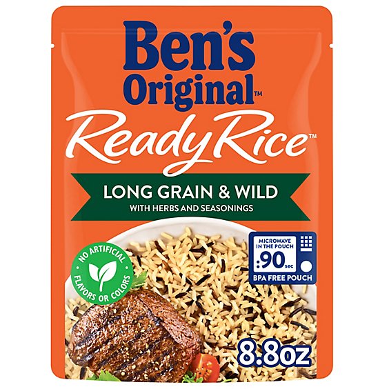 Ben's Original Ready Rice Easy Dinner Side Long Grain & Wild Flavored Rice Pouch - 8.8 Oz