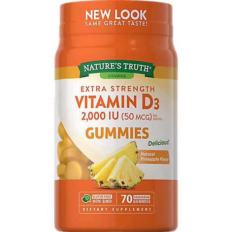 Nature's Truth Extra Strength Vitamin D3 50 mcg Gummies - 70 Count