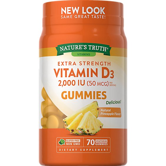 Nature's Truth Extra Strength Vitamin D3 50 mcg Gummies - 70 Count