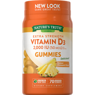 Nature's Truth Extra Strength Vitamin D3 50 mcg Gummies - 70 Count