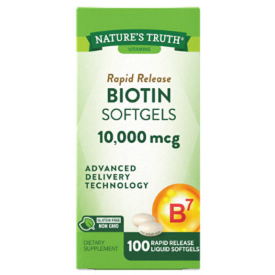 Nature's Truth Rapid Release 10000 mcg Biotin Softgels - 100 Count - Image 1