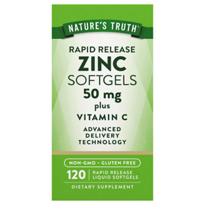 Nature's Truth Rapid Release Zinc 50 mg Plus Vitamin C - 120 Count - Image 1