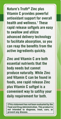 Nature's Truth Rapid Release Zinc 50 mg Plus Vitamin C - 120 Count - Image 2