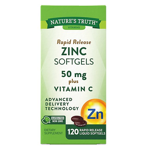 Nature's Truth Rapid Release Zinc 50 mg Plus Vitamin C - 120 Count