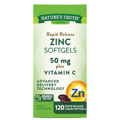 Nature's Truth Rapid Release Zinc 50 mg Plus Vitamin C - 120 Count - Image 1