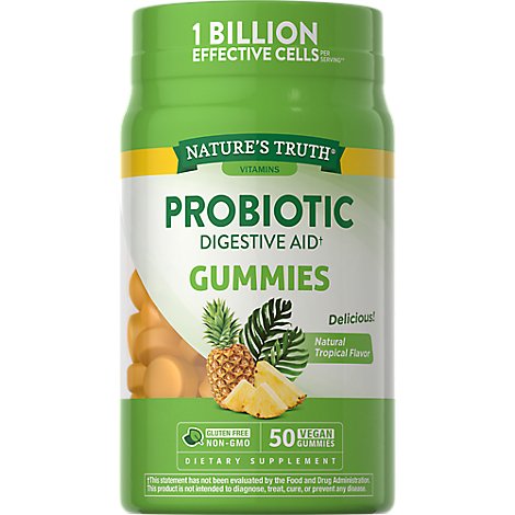 Nature's Truth 1 Billion Probiotic Digestive Aid plus Ginger and Aloe Vera Gummies - 50 Count