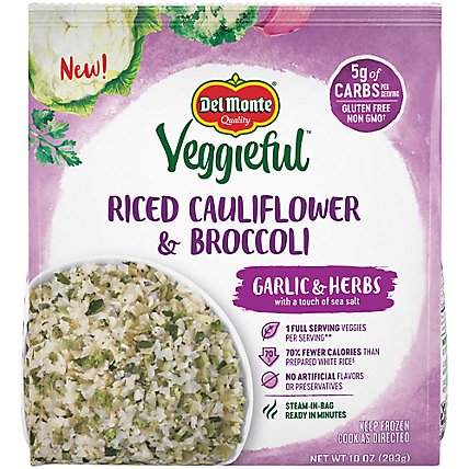 Del Monte Veggiefulriced Cauliflower & Broccoli Garlic And Herb - 10 OZ - Image 1