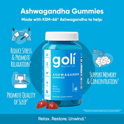 Goli Dietary Supplement Ashwagandha Gummies - 60 Count - Image 1