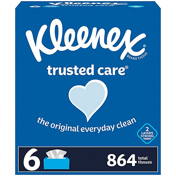 Kleenex Trusted Care Facial Tissues Flat Boxes - 6-144 CT