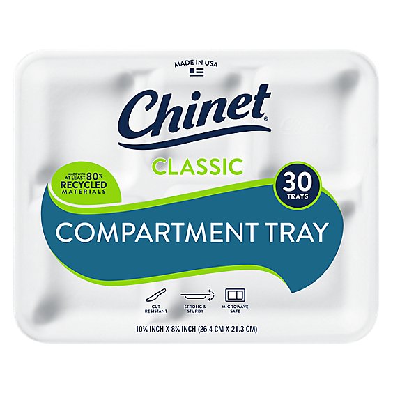 Chinet Classic White Compartment Tray - 30 CT