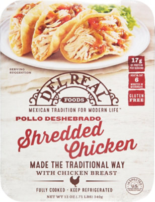 Del Real Foods Shredded Chicken - 12 OZ - Image 1