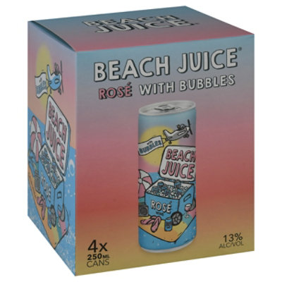 Beach Juice Rose W/ Bubbles In Cans - 4-250ML