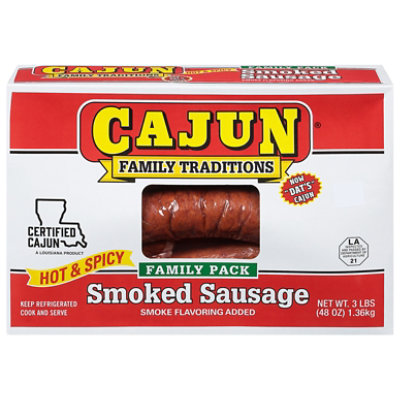 Cajun Traditions Family Pack Hot & Spicy Smoked Sausage - 48 OZ - Image 1