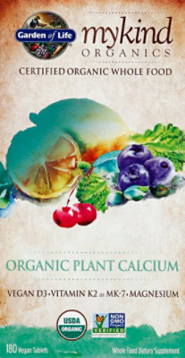 Gol Mykind Organics Plant Calcium Tablets - 180CT - Image 2