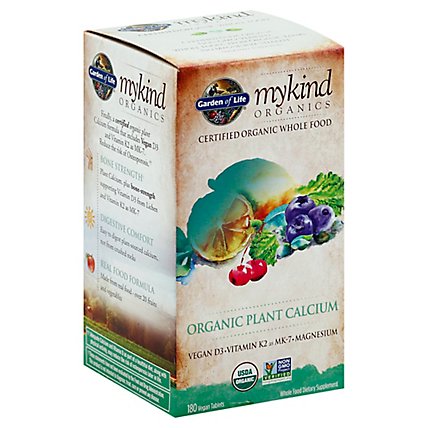 Gol Mykind Organics Plant Calcium Tablets - 180CT - Image 1