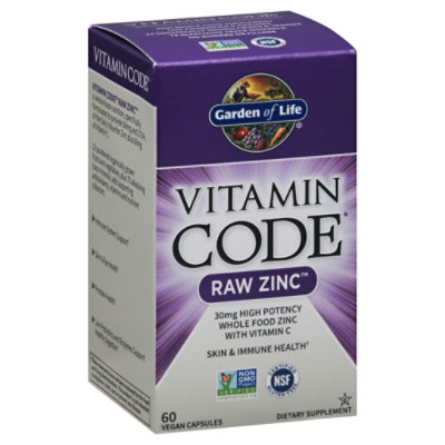 Gol Vitamin Code Raw Zinc Capsules - 60CT - Image 1