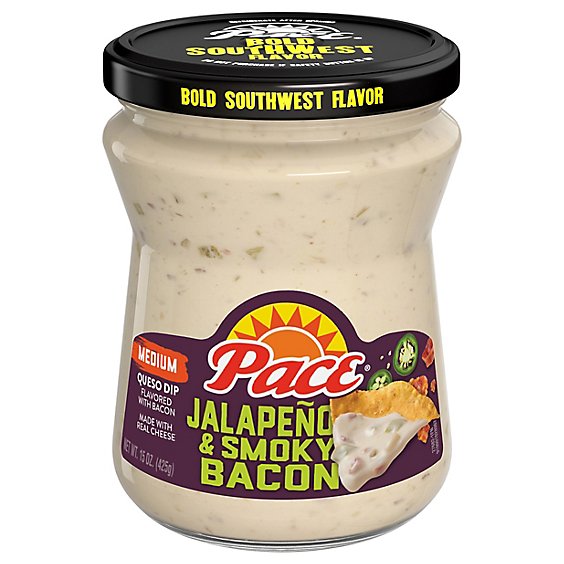 Pace Queso Dip Medium Jalapeno & Smoky Bacon - 15 Oz