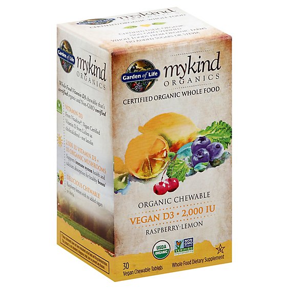 Gol Mykind Organics Vegan D3 Raspberry Lemon Chewables - 30CT