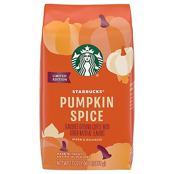 Starbucks 100% Arabica Naturally Flavored Pumpkin Spice Ground Coffee Bag - 17 Oz