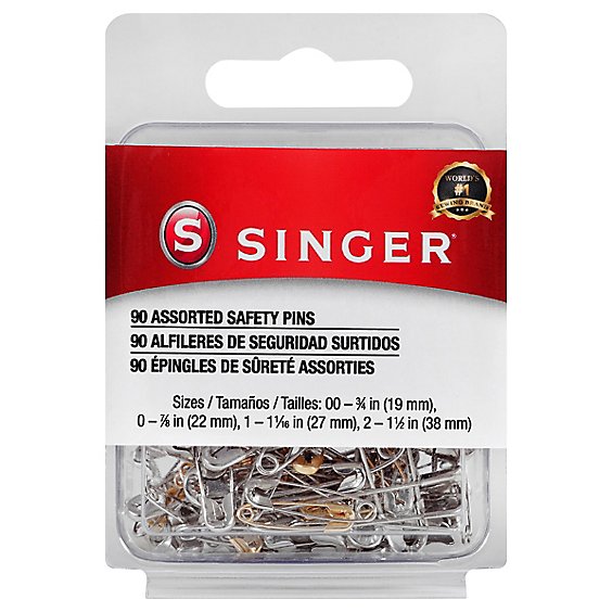 Singer Brass And Steel Safety Pins - 90 CT