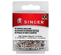 Singer Brass And Steel Safety Pins - 90 CT