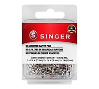 Singer Brass/steel Safety Pins - 50 CT