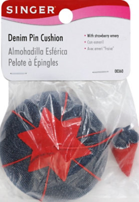 Singer Denim Pin Cushion With Strawberry Emery - EA - Image 2