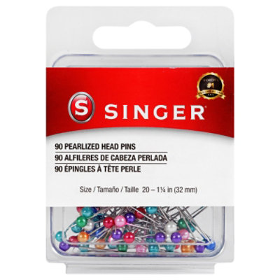 Singer Pearlized Straight Pins Size 24 - 90 CT - Image 1