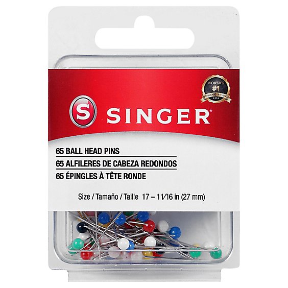 Singer Straight Pins Color Head - 65 CT