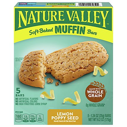 Nature Valley Soft-baked Lemon Poppy Seed Muffin Bars 5 Count - 6.2 OZ - Image 1