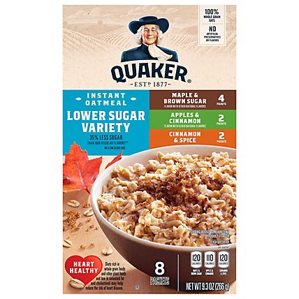 Quaker Instant Oatmeal Low Sugar Variety - 9.3 OZ - Image 1