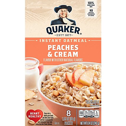 Quaker Instant Oatmeal Peaches & Cream - 8.4 OZ - Image 2