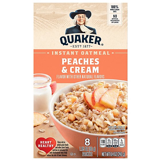 Quaker Instant Oatmeal Peaches & Cream - 8.4 OZ