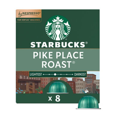 Starbucks Medium Roast Pike Place Roast Coffee Capsules for Nespresso Vertuo Box 8 Count - Each