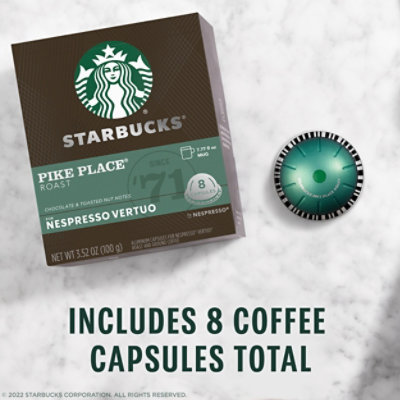 Starbucks Medium Roast Pike Place Roast Coffee Capsules for Nespresso Vertuo Box 8 Count - Each - Image 3